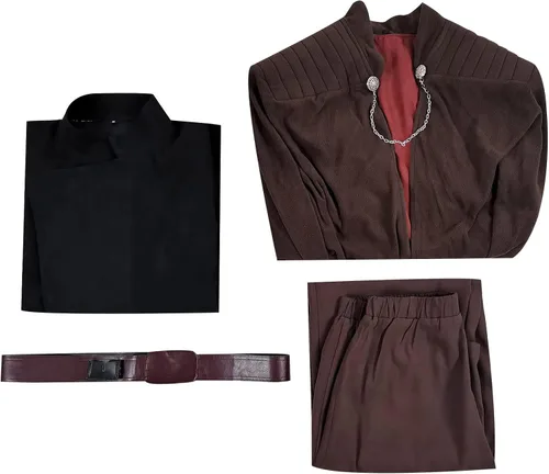 Vista 6 de Count Dooku - Disfraz de cosplay para hombre, camiseta de Dooku, pantalones de capa, bata de uniforme de Halloween
