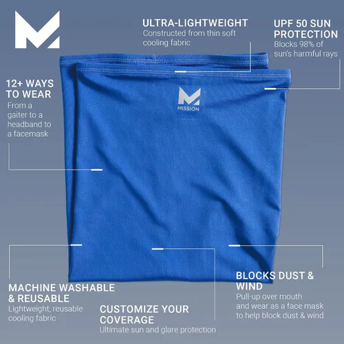 Vista 2 de MISSION Cooling Neck Gaiter, Men and Womens All Weather Neck Gaiters, UPF 50