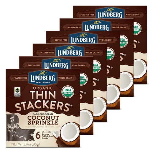 Vista 8 de Lundberg Pastel de arroz orgánico Thin Stackers, chocolate negro decadente, comercio justo, kosher, certificado orgánico USDA, sin gluten y sin OMG