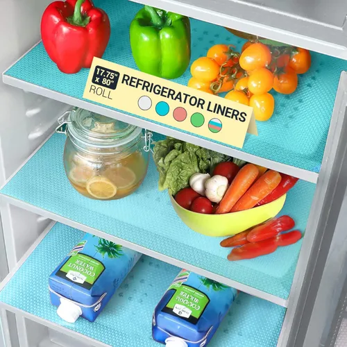 Vista 17 de Revestimientos para estantes de refrigerador (paquete de 8) de Linda’s Essentials - Forro para estantes o cajones sin adhesivo, alfombrillas