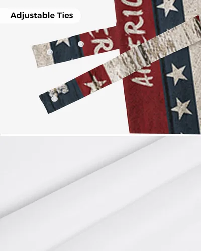 Vista 6 de Cenefa de amarre para ventanas del 4 de julio, con bandera estadounidense, cortinas patrióticas, cenefas con bolsillo para barra, cortinas