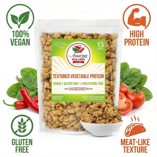 Vista 9 de Proteína vegetal texturizada TVP 1LB - Sustituto de carne de soja sin sabor