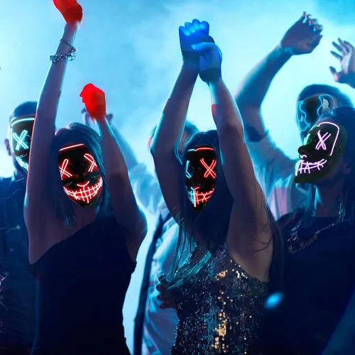 Vista 6 de Party Spot Light Up Halloween Mask For Kids Purge Mask With Gloves Scary Scream Anonymous Mask Hacker Mask With 3 Modes