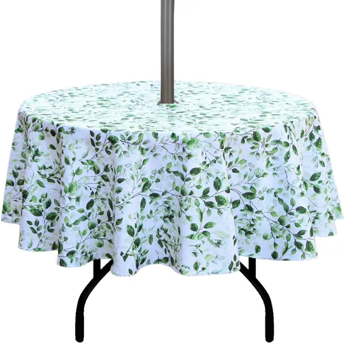 Vista 24 de Stripe Outdoor Tablecloth Water Resistant Polyester Fabric Table Cover with Zipper Umbrella Hole for Garden Patio Tabletop 60x84inch Rectangle,Black