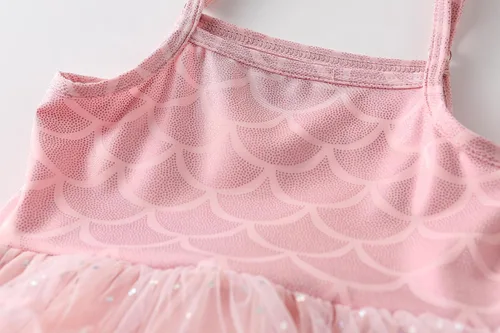 Vista 4 de Nomi&Me Traje de baño para niña pequeña, traje de baño de una pieza, vestido de tutú de sirena de princesa, falda de natación