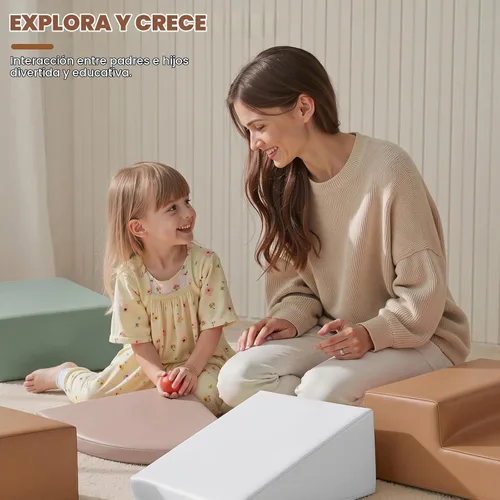 Vista 7 de Hoohtoot Bloques de escalada de espuma para niños pequeños: juego suave de 6 piezas - Juguetes de escalada y gateo de cuero sintético - Gimnasio