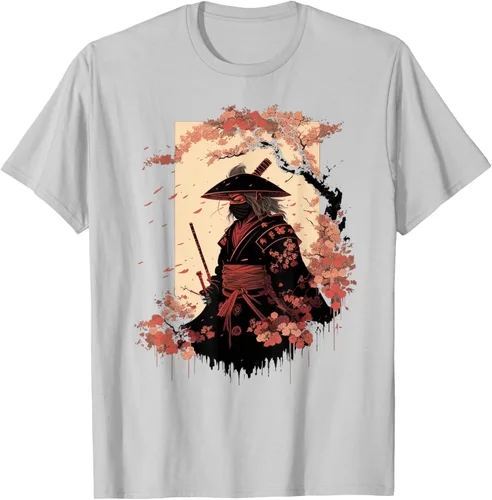 Vista 44 de Camiseta estética vintage samurái de arte japonés samurái retro cereza, Negro