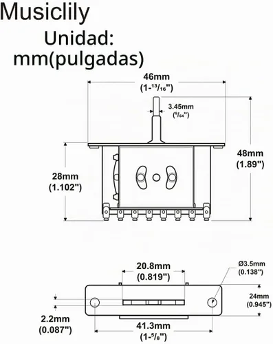 Vista 2 de Alpha Selector de pastilla de 3 vías estilo TL Interruptor de cuchilla