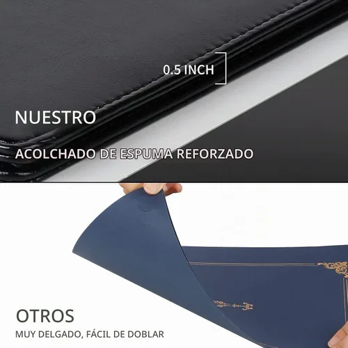 Vista 4 de Funda para diploma de 8.5 x 11 pulgadas, acolchado para certificado de premio, piel sintética, color negro