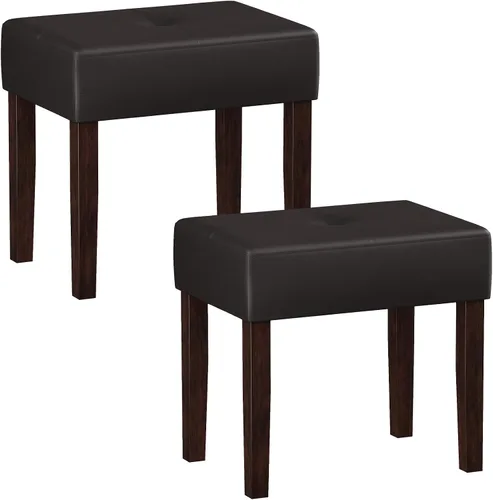 Vista 13 de EOSVALO Taburete de tocador de cuero, banco otomano rectangular de 18.7 pulgadas de ancho para sala de maquillaje, silla de tocador con patas