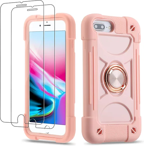 Vista 46 de Funda para iPhone Se3/iPhone Se2, iPhone 6/6S, iPhone 7/iPhone 8 de 4.7 pulgadas con soporte de anillo, con 2 protectores de pantalla resistentes