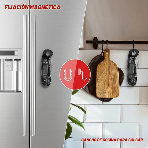 Vista 6 de Termómetro Digital de Carne - Termómetro de Lectura Instantánea Rápida para Cocinar, Dulces, Parrilla Exterior y Asado, Termómetro de Alimentos
