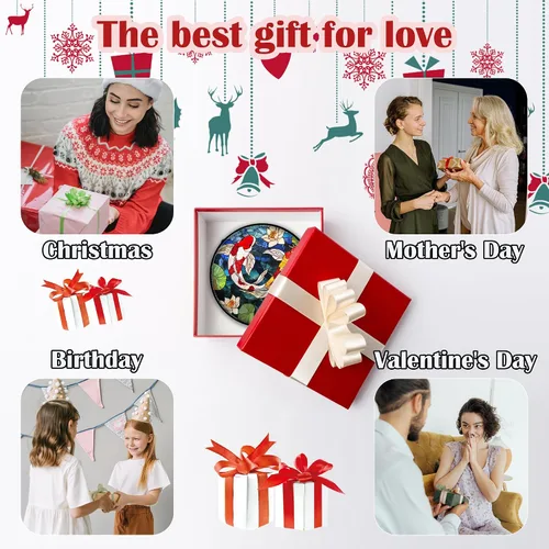 Vista 8 de Atrapasoles de Vidrio Manchado para Colgar en Ventanas, Koi y Loto para Puerta, Decoración del Hogar, Atrapasoles de Pescado, Regalos de Navidad