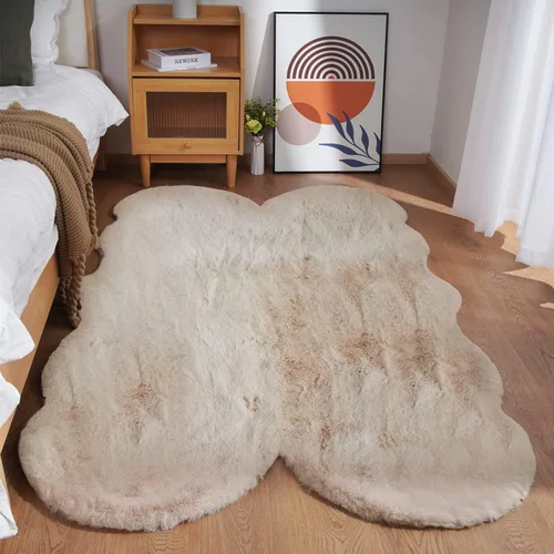 Vista 42 de Ghouse Alfombra ultrasuave de pelo sintético de conejo 2x3, alfombras lavables a máquina para dormitorio, alfombras esponjosas para sala de estar