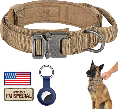 Vista 10 de DAGANXI - Collar táctico para perro, collar ajustable de nailon para adiestramiento con asa de control y hebilla, para perros medianos y grandes
