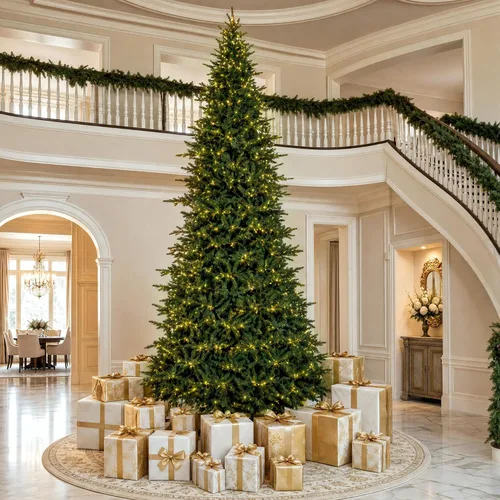 Vista 32 de Glitzhome Árbol de Navidad preiluminado, abeto artificial realista de 7.5 pies con 1,668 puntas y 680 luces centelleantes C3, 10 funciones de Aspen