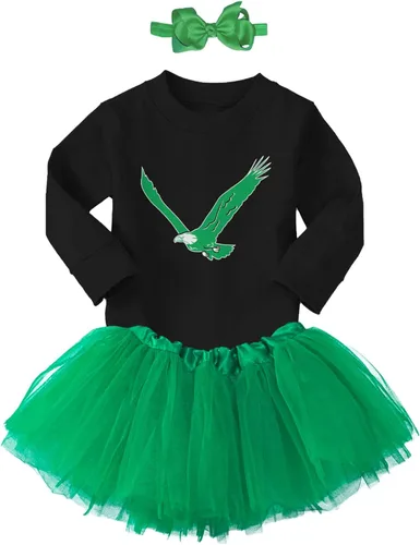 Vista 2 de Eagle - Conjunto de body deportivo para bebé + falda tutú + diadema con lazo