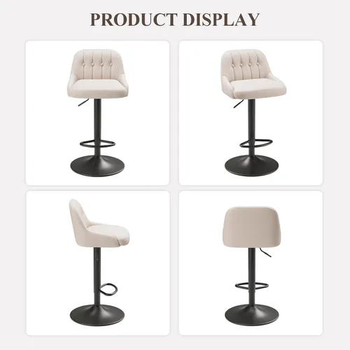Vista 7 de MALOL Bar Stools Set of 1, Swivel Bar Chairs, Modern Adjustable PU Leather Upholstered Barstools Counter Height with Tufted Back for Bar, Kitchen