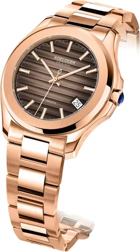 Vista 3 de Agelocer Reloj luminoso de lujo para hombre, con esfera de degradado, correa de acero, resistente al agua, a la moda