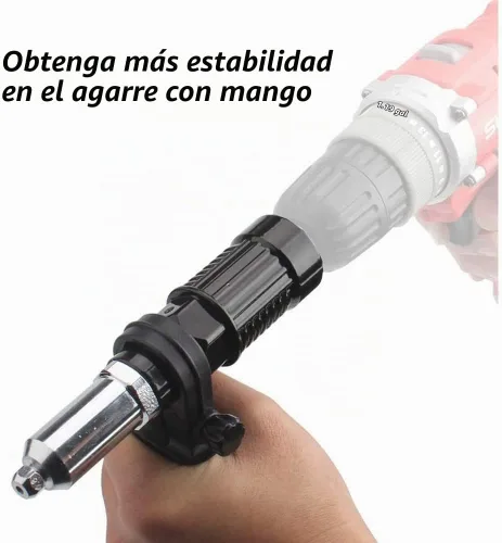 Vista 3 de Kit de adaptador de pistola de remache LSLANSOON con mango de agarre, accesorio de taladro para remache, herramienta manual de inserción de tuerca