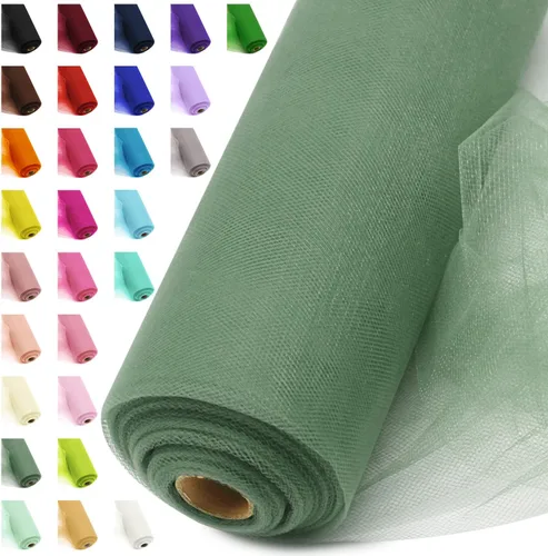 Vista 31 de Rollos de tela de tul, 54 pulgadas por 10 yardas (30 pies), cinta de tul para decoración de fiestas de boda, rollo de tela transparente en bobina