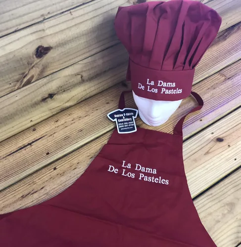 Vista 6 de Conjunto de delantal y sombrero bordados con nombre de chef personalizado