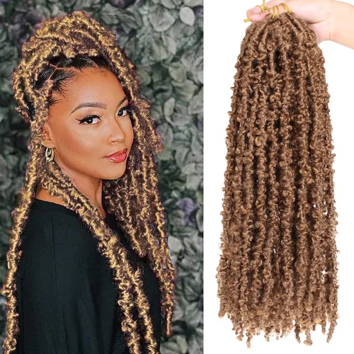 Vista 32 de ZRQ Butterfly Locs Cabello de Ganchillo Corto 6 Paquetes Negro Cabello Bob de Ganchillo 8 Pulgadas Locs Sintéticos Desordenados Desgastados Trenzas