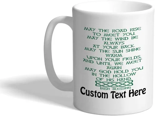 Vista 7 de Taza de café personalizada de 11 onzas May The Road Rise to Meet You Irish Blessing Four Leaf Shamrock Trébol Irlanda Irlanda Irlanda San Patricio