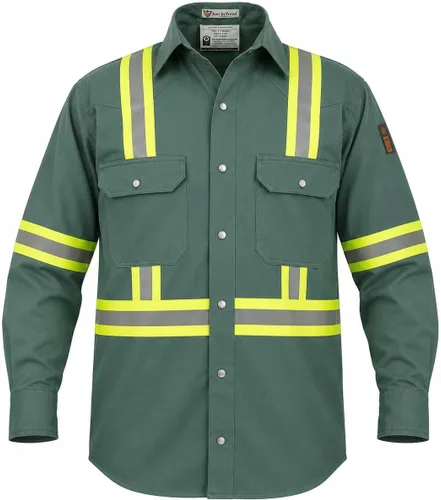 Vista 17 de Camisa Hi Vis de alta visibilidad FR resistente al fuego - 88% C/12% N - 7oz Azul marino