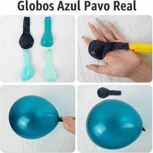 Vista 3 de Globo azul turquesa, 60 globos de pavo real azul turquesa