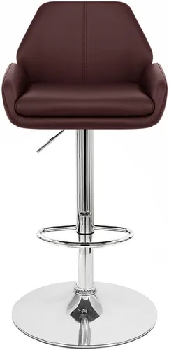 Vista 5 de Modern Home Tesla - Taburete de bar/mostrador de altura ajustable contemporáneo, de cuero, base cromada/reposapiés (espresso)