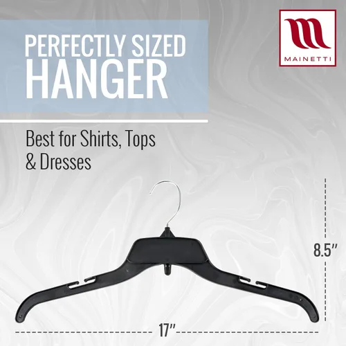 Vista 3 de Mainetti 484 - Ganchos de plástico negro reciclado - Paquete de 20 con colgador giratorio de metal y muescas para tirantes, ideal para camisas