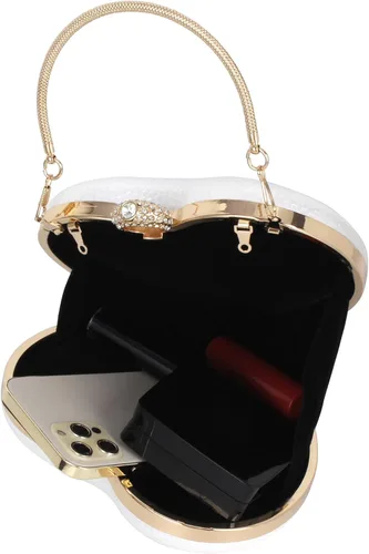 Vista 3 de Bolso de mano en forma de corazón para mujer, bolso de hombro de terciopelo, bolsos de noche