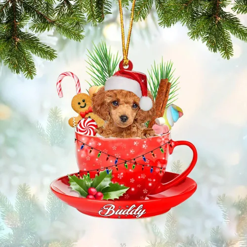Vista 34 de Alaskan Malamute - Adorno de tetera de perro sentado en una tetera de Navidad, adorno de Navidad con nombre personalizado, adorno de automóvil