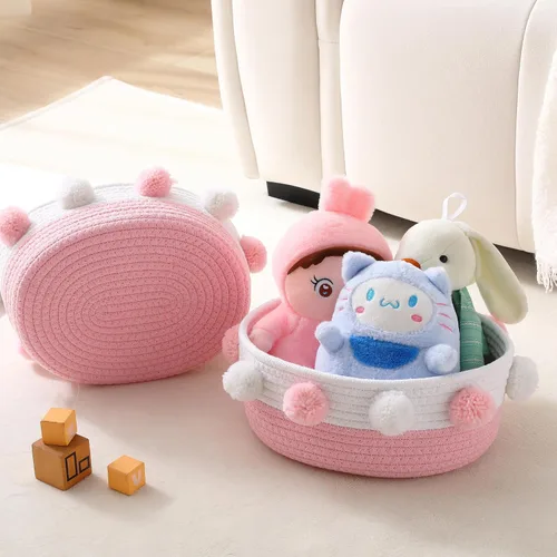 Vista 7 de Cesta de regalo vacía para llenar con bolsa, lazo para tirar, tarjeta de felicitación y cinta para mujeres bebés, cesta de regalo rosa para baby