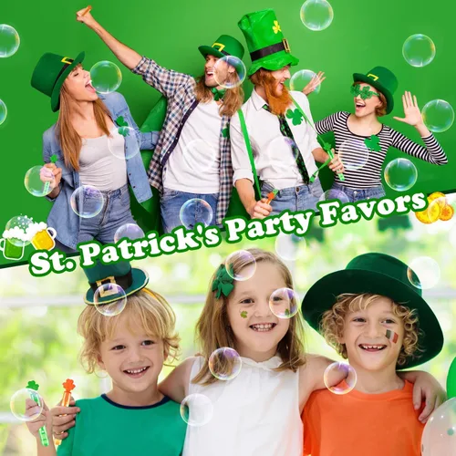 Vista 5 de Burbujas Mini del Día de San Patricio, Obsequios de Fiesta, Juguetes para Niños, Paquete de 20, Premios de Golosinas Sin Dulces de San Patricio