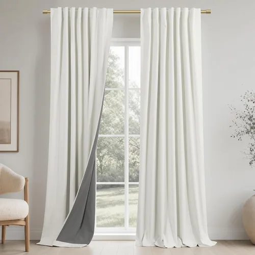 Vista 37 de KOUFALL - Cortinas de medio estilo francés de lino para ventana, juego de 2 cortinas cortas de 40 pulgadas de longitud, para privacidad, cortinas