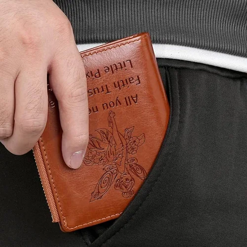 Vista 6 de Cartera de cuero inspirada en Tinkerbell de regalo, todo lo que necesitas es fe confianza y un poco de pixie, cartera de polvo para regalo de cuento