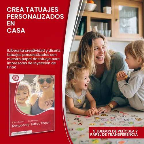 Vista 2 de BubblePop! Papel de tatuaje temporal imprimible para impresora de inyección de tinta, seguro para la piel, resistente al agua, hojas en blanco