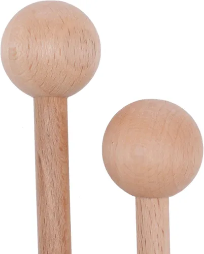 Vista 5 de 2 pares de mazos de madera para percusión Glockenspiel, xilófono, campanilla, madera y campanas, 8 pulgadas de largo con una bolsa de transporte