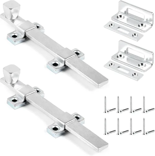 Vista 12 de Hicarer Perno de superficie de 4 pulgadas resistente con acabado cromado cepillado para puertas interiores y exteriores, 1 unidad