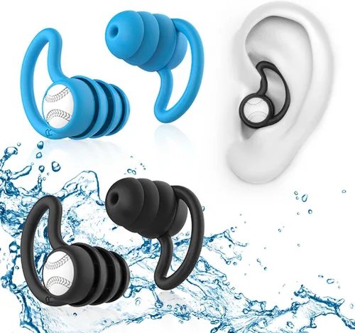 Vista 11 de Tapones para los oídos de natación impermeables, 1 par de tapones de silicona para los oídos para adultos y niños, tapones para los oídos