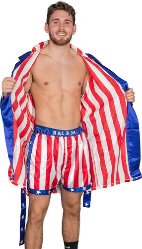 Vista 3 de Balboa Apollo Movie Boxing American Flag Shorts para hombre y mujer