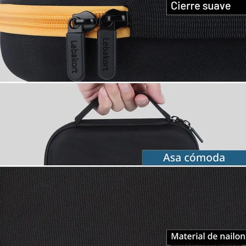 Vista 5 de Lebakort Funda de almacenamiento compatible con auriculares DEWALT resistentes 2 en 1 con banda para el cuello (funda negra)