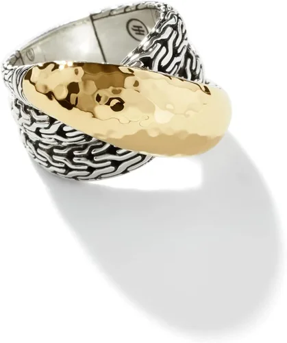 Vista 2 de John Hardy Anillo cruzado de plata y oro de 18 quilates martillado para mujer