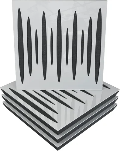 Vista 13 de Paquete de 4 paneles acústicos difusos para absorción de sonido «Pulsar» 19.7 x 19.7 x 2.1 pulgadas Absorción - Difusión - Reflexión Negro