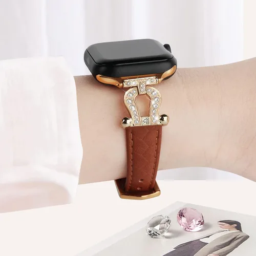 Vista 3 de Correas de cuero compatibles con Apple Watch Band para mujeres de 1.496 in, 1.575 in, 1.614 in, 1.654 in, 1.732 in, 1.772 in, 1.929 in (Ultra)