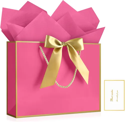 Vista 21 de JMANNI Bolsas de regalo, 3 piezas de tamaño mediano con cinta de lazo, bolsa de regalo de papel portátil, patrón de mármol, para cualquier ocasión