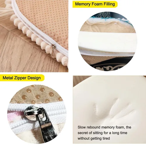 Vista 2 de Cojín para silla con lazos para sillas de comedor, almohadillas de espuma viscoelástica texturizadas suaves y cómodas para sillas de cocina con Azul