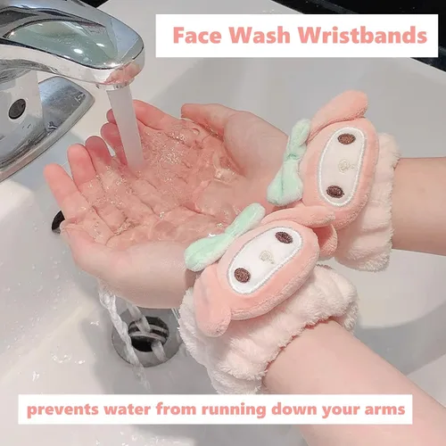 Vista 3 de Koiswim Juego de diadema y pulsera Kawaii Spa para lavado facial, baño, ducha, belleza para mujeres y niñas